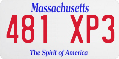 MA license plate 481XP3