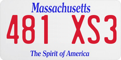MA license plate 481XS3