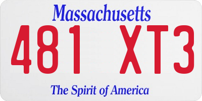 MA license plate 481XT3