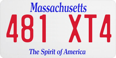 MA license plate 481XT4