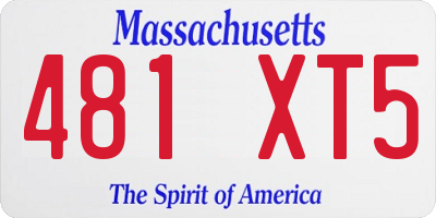 MA license plate 481XT5