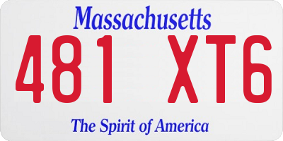 MA license plate 481XT6