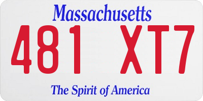 MA license plate 481XT7