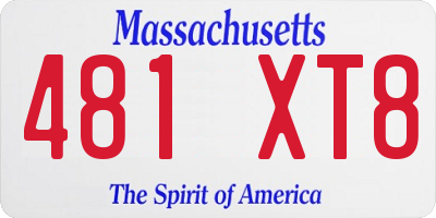 MA license plate 481XT8