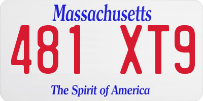 MA license plate 481XT9
