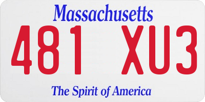 MA license plate 481XU3