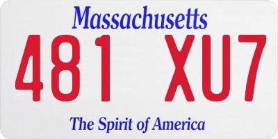 MA license plate 481XU7
