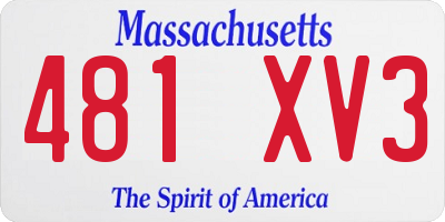 MA license plate 481XV3