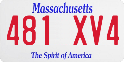 MA license plate 481XV4