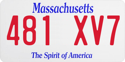 MA license plate 481XV7