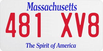 MA license plate 481XV8