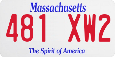 MA license plate 481XW2