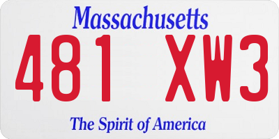 MA license plate 481XW3