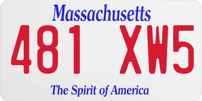 MA license plate 481XW5