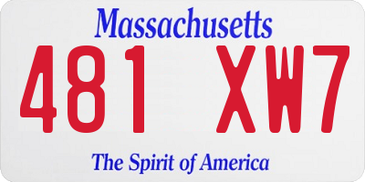 MA license plate 481XW7