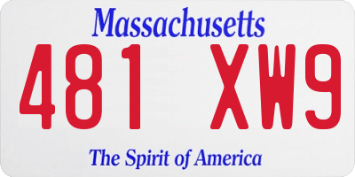 MA license plate 481XW9