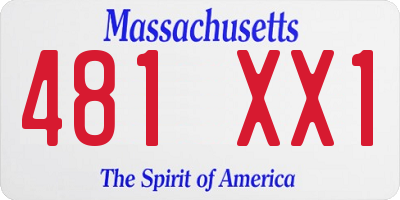 MA license plate 481XX1