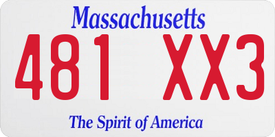 MA license plate 481XX3