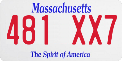 MA license plate 481XX7