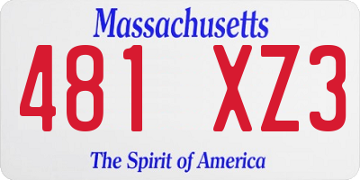 MA license plate 481XZ3
