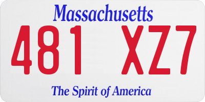 MA license plate 481XZ7