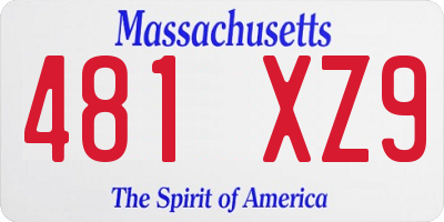 MA license plate 481XZ9