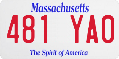 MA license plate 481YA0