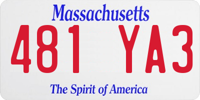 MA license plate 481YA3