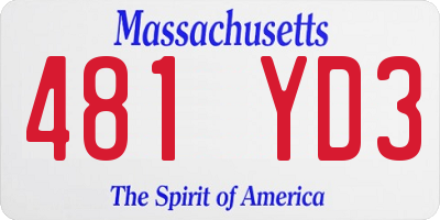 MA license plate 481YD3