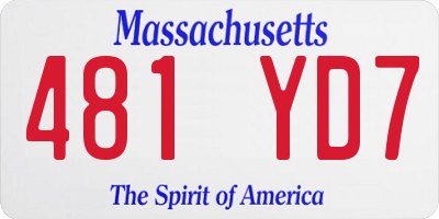MA license plate 481YD7