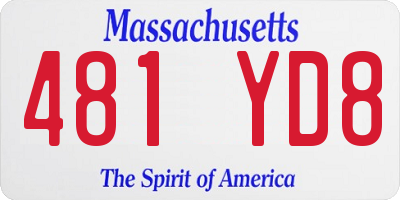 MA license plate 481YD8