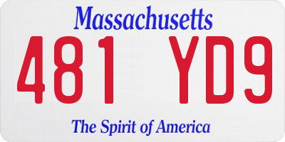 MA license plate 481YD9