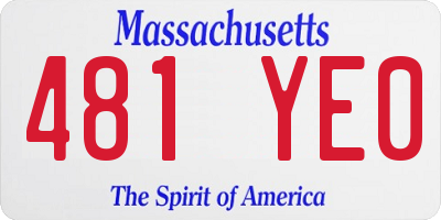 MA license plate 481YE0