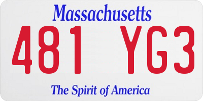 MA license plate 481YG3