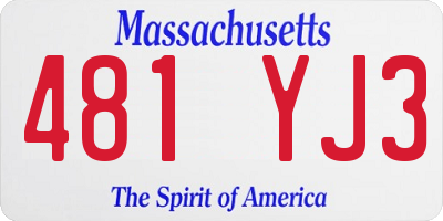 MA license plate 481YJ3