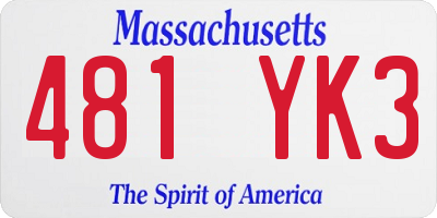 MA license plate 481YK3