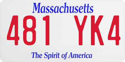 MA license plate 481YK4