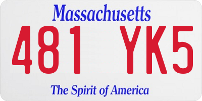 MA license plate 481YK5