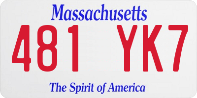 MA license plate 481YK7