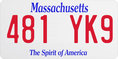 MA license plate 481YK9