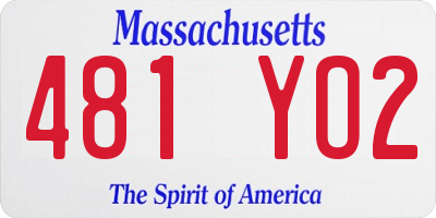 MA license plate 481YO2