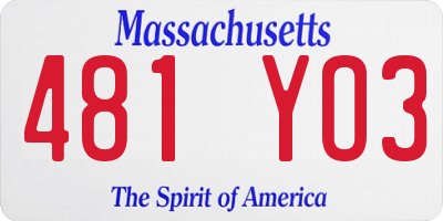 MA license plate 481YO3