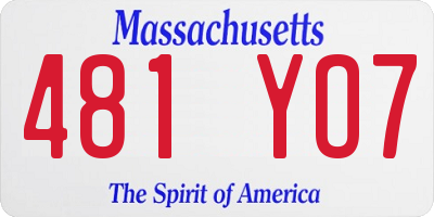MA license plate 481YO7