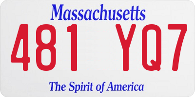 MA license plate 481YQ7