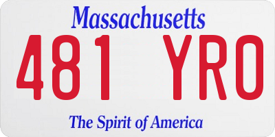 MA license plate 481YR0
