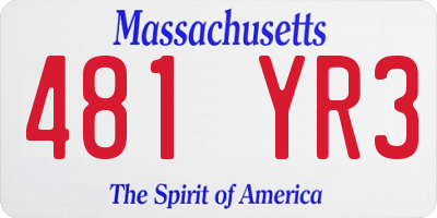 MA license plate 481YR3