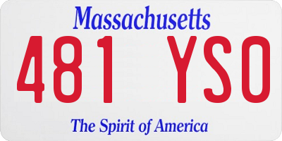 MA license plate 481YS0