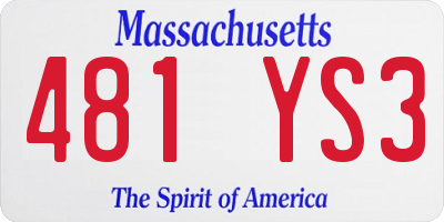MA license plate 481YS3