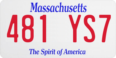 MA license plate 481YS7