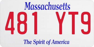 MA license plate 481YT9